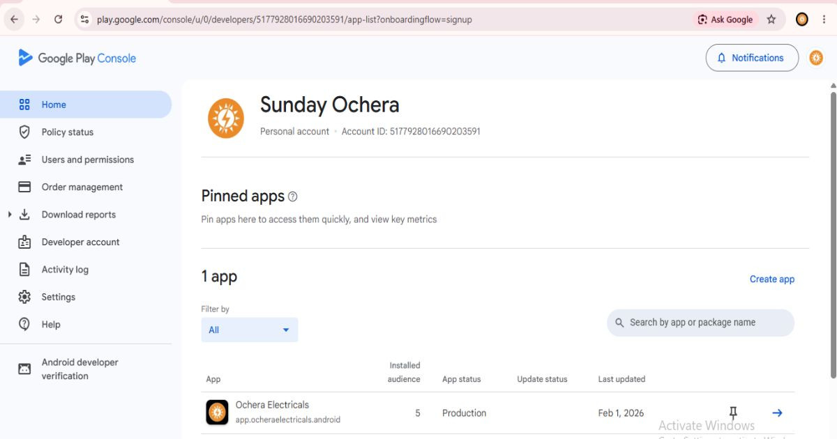 Google Play Console Account with Live App – Verified Nigeria Account